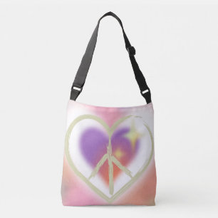 Tie Dyed Heart Peace Sign Crossbody Bag