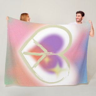 Tie Dyed Heart Peace Sign  Fleece Blanket