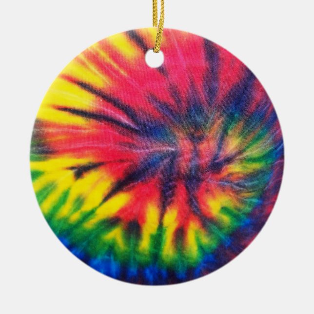 Tie Dyed Pattern Ceramic Tree Decoration (Front)