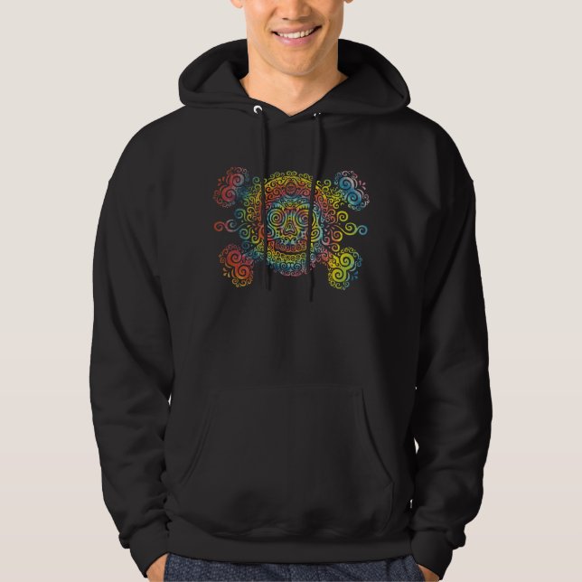 Tie-Dyed Sugar Skull Hoodie (Front)
