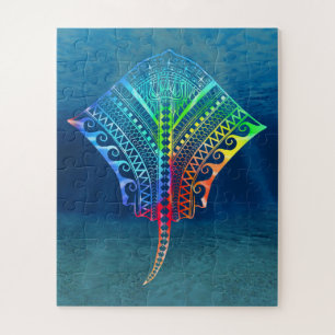 Tie Dyed Tribal Stingray Jigsaw Puzzle