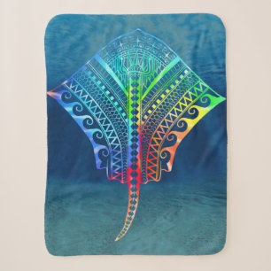 Tie Dyed Tribal Stingray Sherpa Blanket