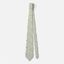 TIE ONE ON Vintage Pastel White Flowers Blue Birds