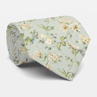 TIE ONE ON Vintage Pastel White Flowers Blue Birds