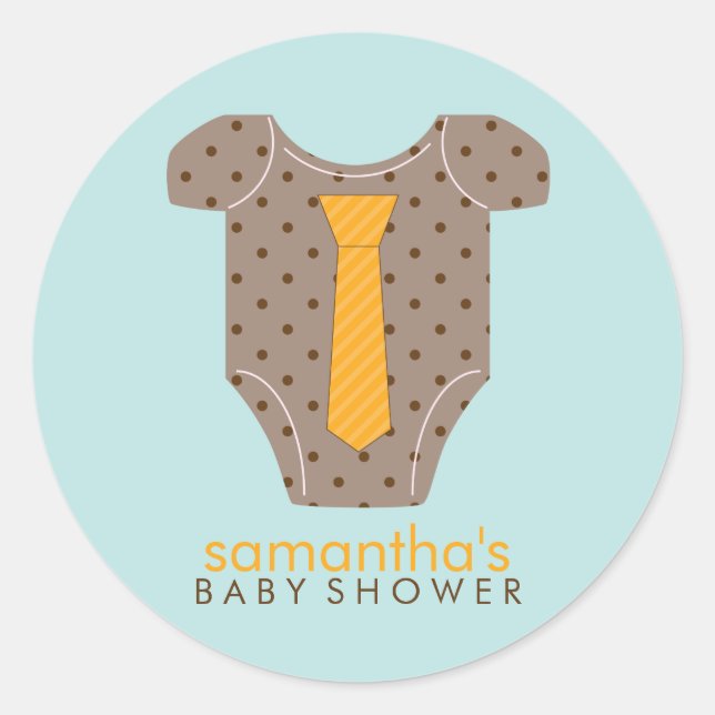 Tie Outfit Boy Baby Shower Classic Round Sticker (Front)