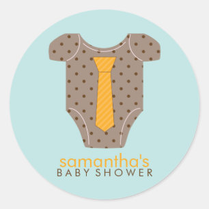 Tie Outfit Boy Baby Shower Classic Round Sticker