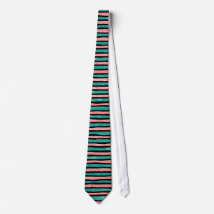 Tie, Painted Stripes, Teal and Orange Tie