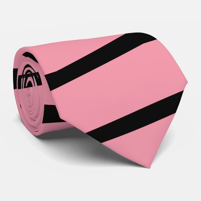 Tie, Pink and Black Stripe Tie (Rolled)