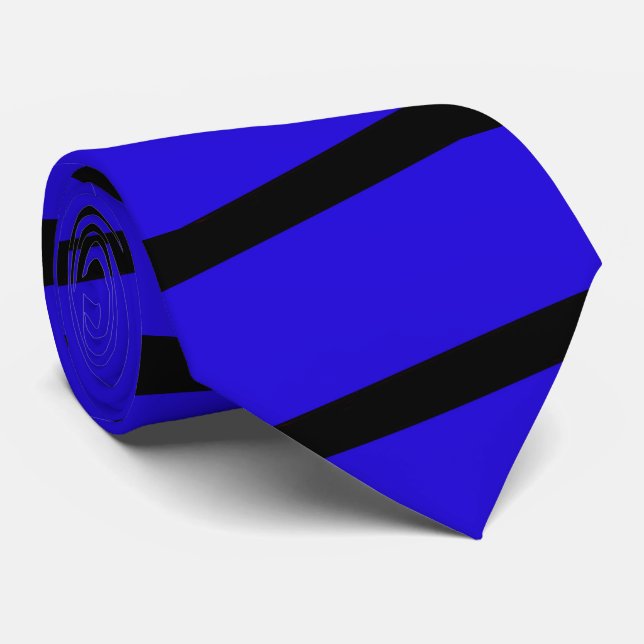 Tie, Royal Blue and Black Stripe Tie (Rolled)