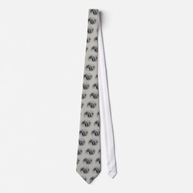 Tie Silver Leaves and Berries - Grey (Front)