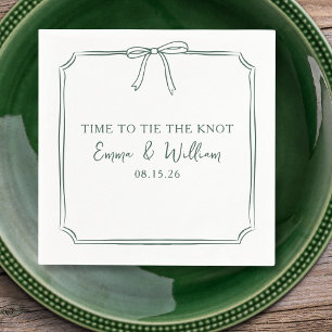 "Tie The Knot" Bow Forest Green Custom Wedding Napkin