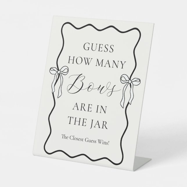 Tie the knot Bridal Shower Guess How Many Bows Pedestal Sign (Front)