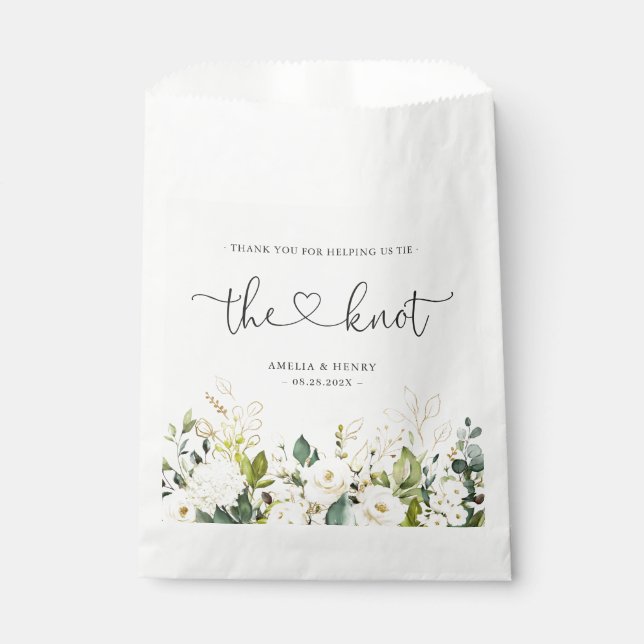 Tie the Knot | Greenery Floral Wedding Thank You F Favour Bags (Front)