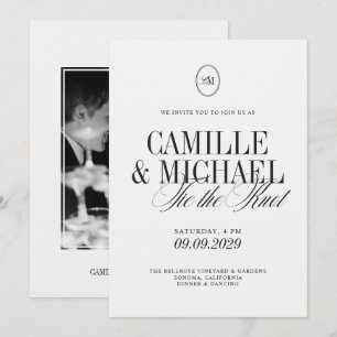 Tie the Knot Monogram Photo Modern Wedding Invitation