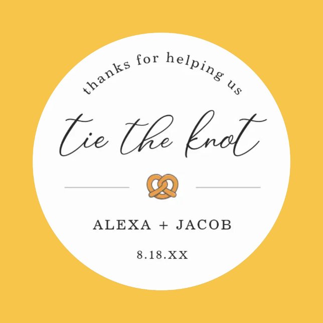 Tie the Knot Pretzel Wedding Favour Thanks Label (Creator Uploaded)