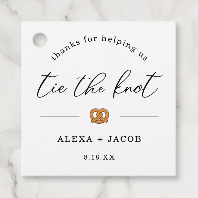 Tie the Knot Pretzel Wedding Favour Thanks Tag (Front)