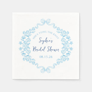 "Tie the Knot" Something Blue Bow Bridal Shower Napkin