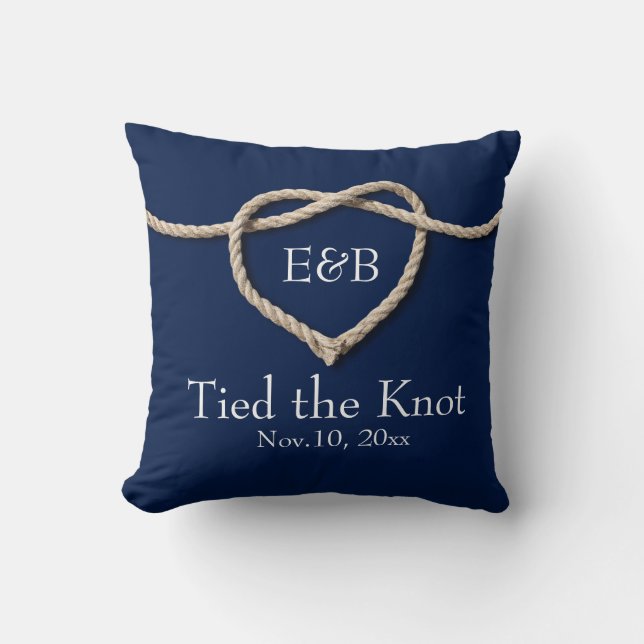 Tie the Knot Wedding Pillow Navy (Front)
