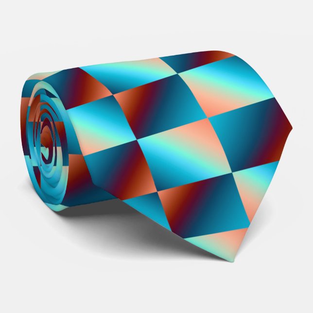 Tie With Geometric Mutlicolor Dimensional Pattern (Rolled)