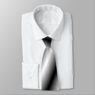 Tie With Silver, White, Black Diagonal Stripes