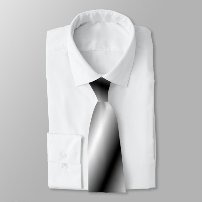 Tie With Silver, White, Black Diagonal Stripes (Tied)