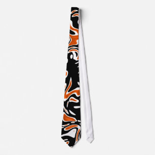 Tie Zizzago Black Orange Blots