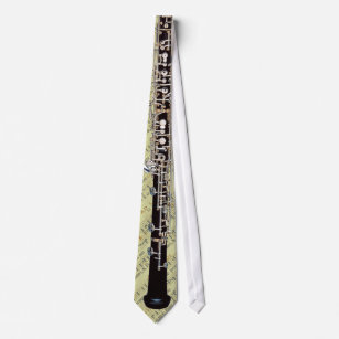 Tied Oboe on Mediaeval Music Manuscript Tie