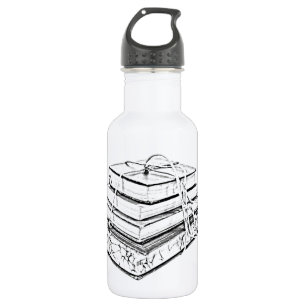 Tied Stacked Books Vintage Sketch Illustration  532 Ml Water Bottle