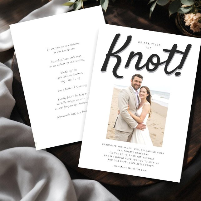 Tied the knot / eloped modern wedding  reception invitation (we are tying the knot wedding reception invitation in a modern design, other options are available)