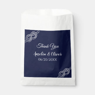 Tied The Knot Nautical Rope White & Navy Wedding Favour Bags