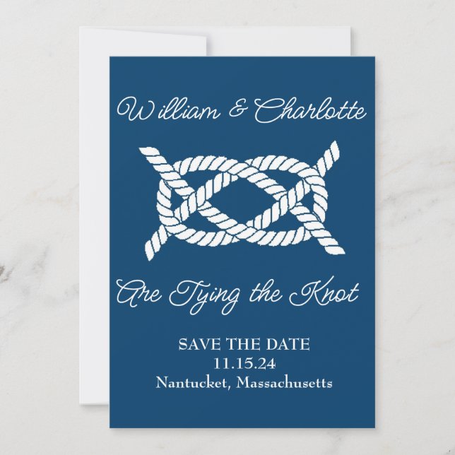 Tied the Knot Nautical Save the Date Invitation (Front)
