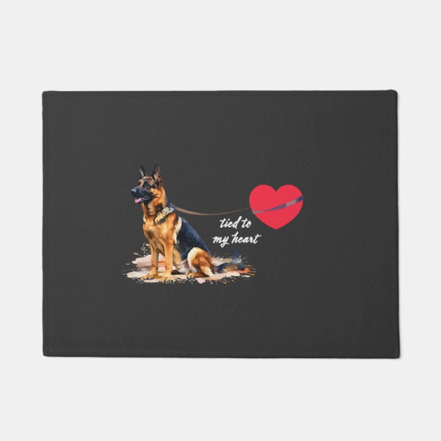 Tied to My Heart German Shepherd Doormat (Front)