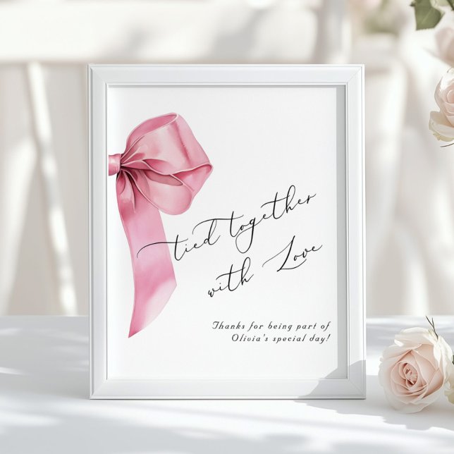 Tied together with love Pink Bow Birthday favours Poster (Creator Uploaded)