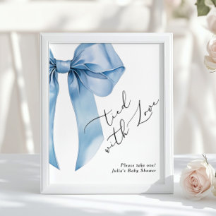 Tied with Love Blue Bow Favours Bridal Shower Poster