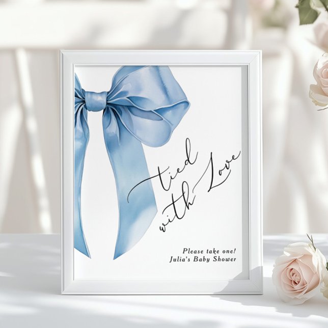 Tied with Love Blue Bow Favours Bridal Shower Poster (Creator Uploaded)