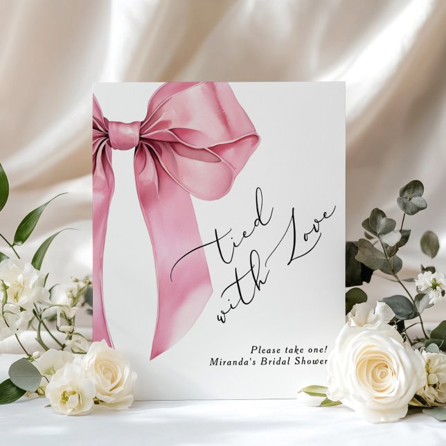 Tied with Love Pink Bow Favours Bridal Shower Poster (Creator Uploaded)