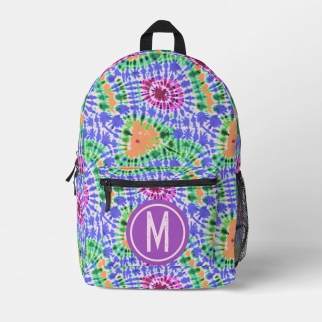 Tiedye colourful pattern printed backpack (Front)