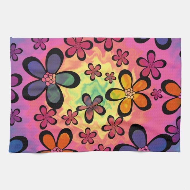 tiedye floral tea towel (Horizontal)