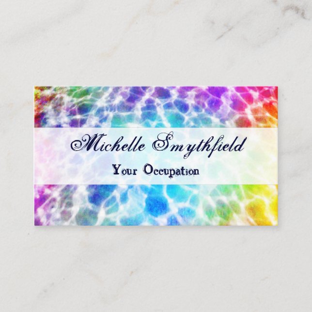 Tiedye Hippie Wavy Rainbow Effect Business Card (Front)