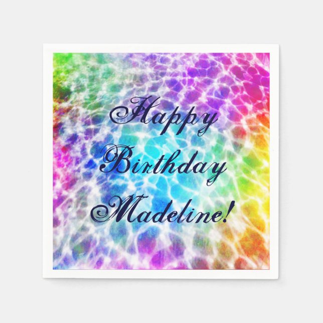 Tiedye Hippie Wavy Rainbow Effect Napkin (Front)