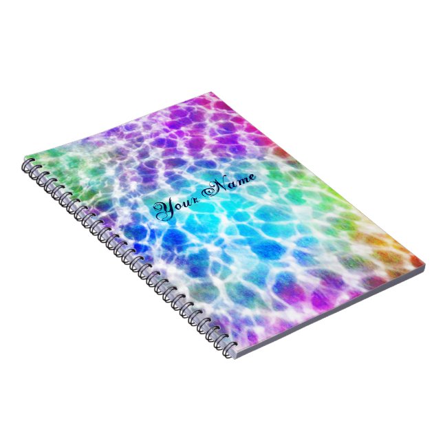 Tiedye Hippie Wavy Rainbow Effect Spiral Notebook (Right Side)