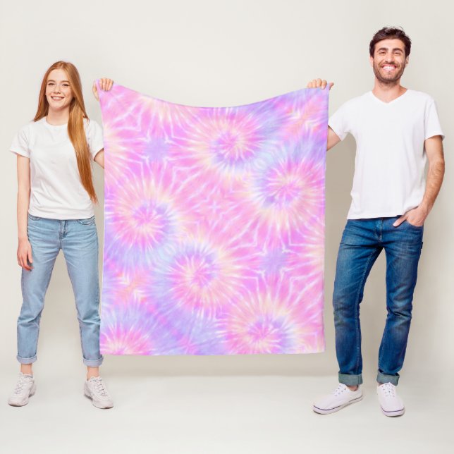 Tiedye Pastel Rainbow Spiral Hippie Tie Dye   Fleece Blanket (In Situ)