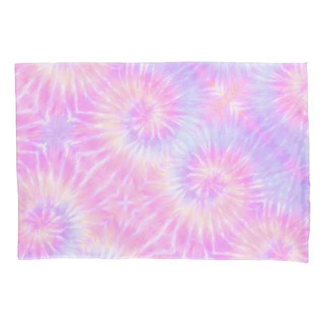 Tiedye Pastel Rainbow Spiral Hippie Tie Dye   Pillowcase (Front)
