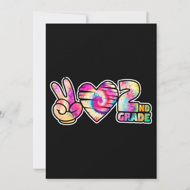 Tiedye Peace Love Second 2nd Grade Cute School Tea Invitation (Front)