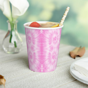 Tiedye Pink Spiral Hippie Tie Dye   Paper Cups