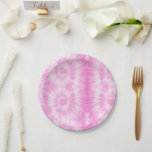 Tiedye Pink Spiral Hippie Tie Dye  Paper Plate<br><div class="desc">Pastel tie dye pattern design in pink and white colour. Pink tiedye shibori hippie spiral design pattern coffee mug.</div>