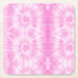 Tiedye Pink Spiral Hippie Tie Dye   Square Paper Coaster<br><div class="desc">Pastel tie dye pattern design in pink and white colour. Pink tiedye shibori hippie spiral design pattern Paper Coaster</div>
