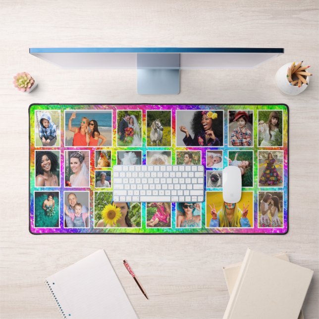 Tiedye Retro Hippie Easy 25 Custom Photo Collage Desk Mat (Office 1)