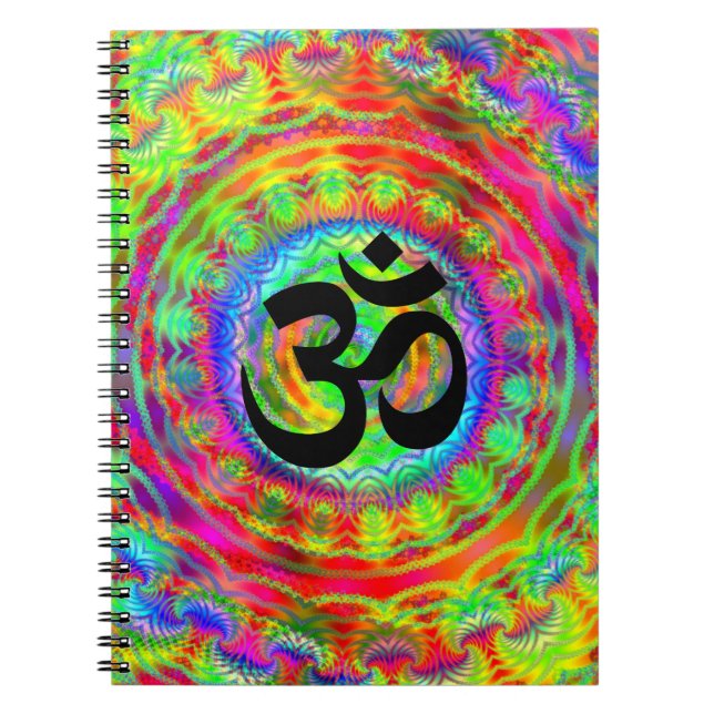 Tiedye Target with Om Symbol Spiral Notebook (Front)