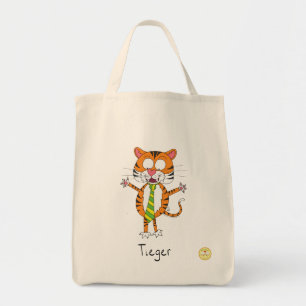 Tieger Tiger with a Tie Grocery Tote Bag